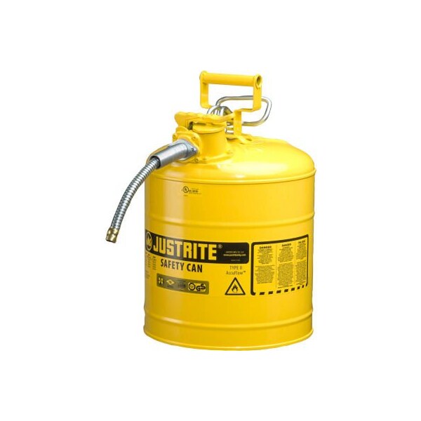 Justrite Safety Can, Steel, 5 gal, Yellow, 11 3/4 in Dia. - 7250220