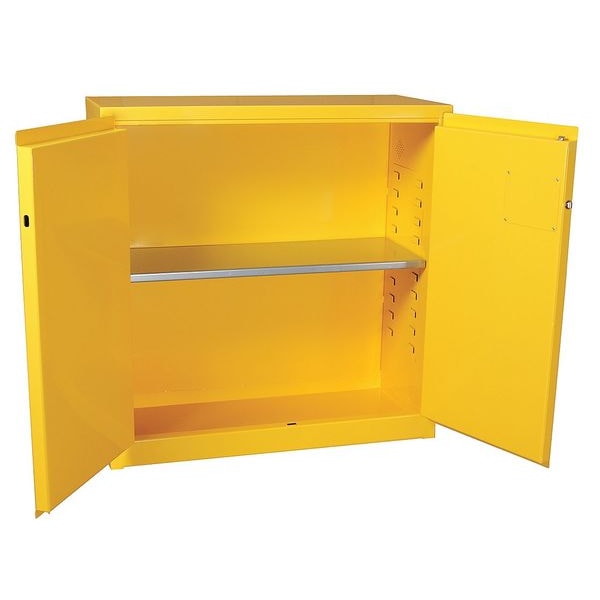 Jamco Flammables Safety Cabinet, 30 gal, 1 Shelves, Steel, 43 in W x 44 in H x 18 in D, Yellow - BS30YP