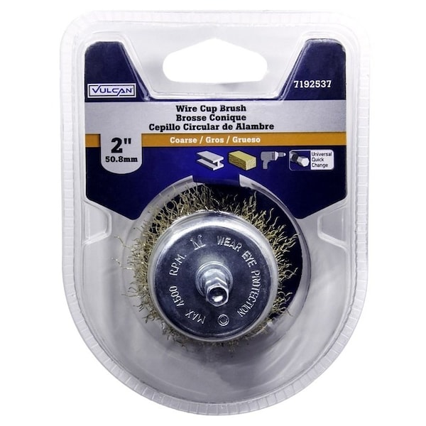 Vulcan Wire Cup Brush, 2 in Dia, 1/4 in Arbor/Shank - 321071OR