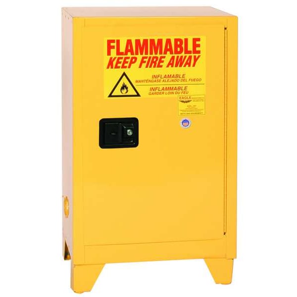 Eagle Mfg Flammables Safety Cabinet, 12 gal, 1 Shelves, Steel, 23 1/4 in W x 39 in H x 18 in D, Yellow - 1925XLEGS