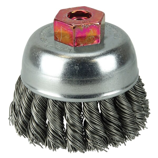 Weiler 2-3/4" Single Row Knot Wire Cup Brush .020" Steel Fill M10x1.50 Nut - 13282