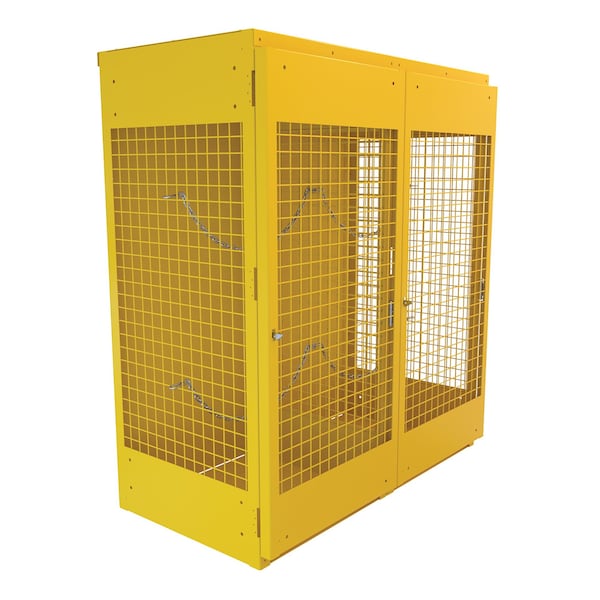 Vestil Vertical Cylinder Storage Cabinet, 10-20 Cylinder Capacity, Yellow, Depth: 60" - CYL-V-1020-KD