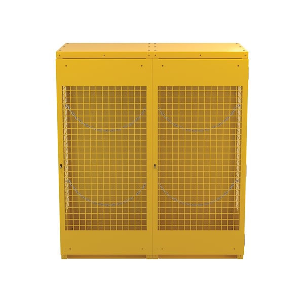 Vestil Vertical Cylinder Storage Cabinet, 10-20 Cylinder Capacity, Yellow, Depth: 60" - CYL-V-1020-KD