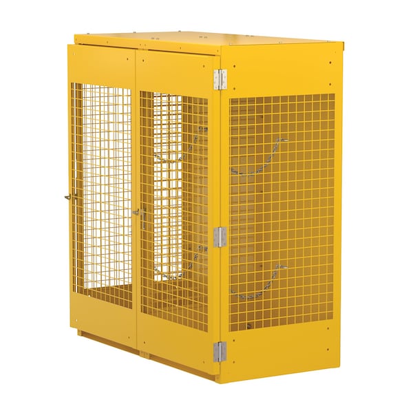 Vestil Vertical Cylinder Storage Cabinet, 10-20 Cylinder Capacity, Yellow, Depth: 60" - CYL-V-1020-KD