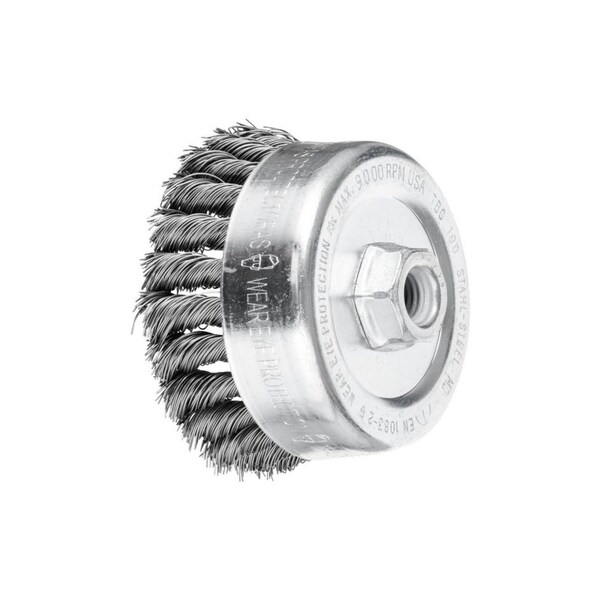Pferd 82523P P.O.P. 4in Knot Wire Cup Brush .023 CS Wire, 5/8-11 Thread ext. - 82523P-PFERD