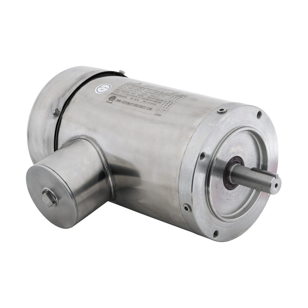 Motor de inducción de corriente alterna IronHorse MTS de alta eficiencia premium, con clasificación para lavado y inversor, 2hp, 3 fases, 208-230/460 VCA, 3600rpm, TEFC, marco NEMA 145TC, acero inoxidable 304, montaje frontal C.