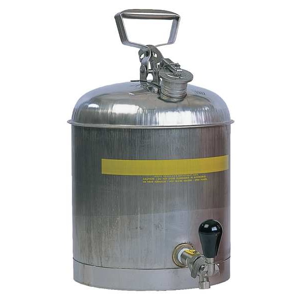Eagle Mfg Safety Can, Stainless Steel, 5 gal, Silver, 11 1/4 in Dia., Flammables - 1327