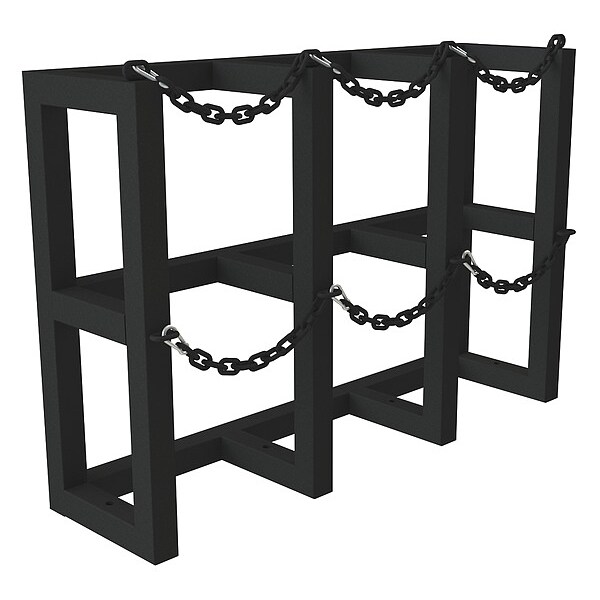 Durham Mfg Gas Cylinder Rack, Steel Tubing, 12" D, Color: Black - GCRV-441230-08T