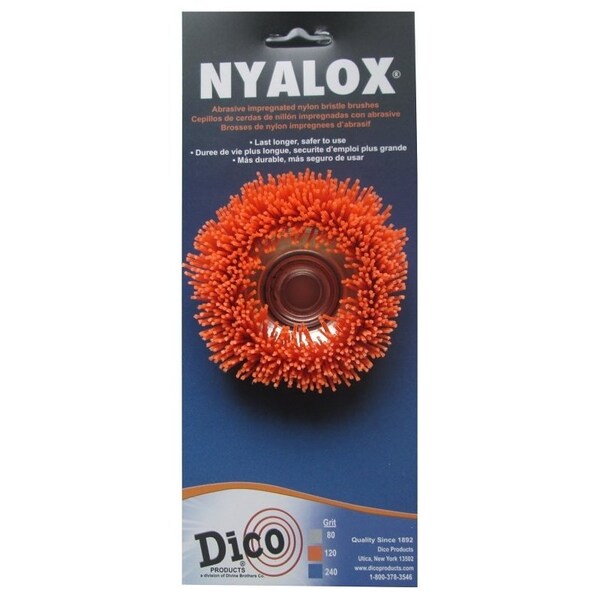 Dico Nyalox Cup Brush, 3 in Dia, 5/8-11 Arbor/Shank, Female Threaded Bristle, Nylon Bristle - 7200006