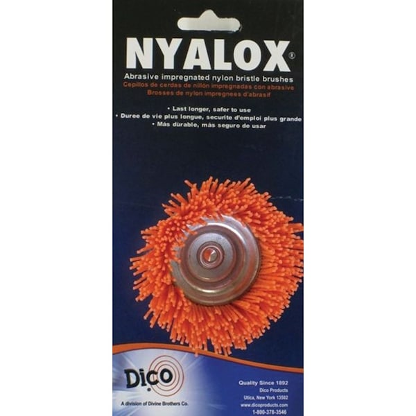 Dico Wire Cup Brush, 212 in Dia, 14 in ArborShank, Nylon Bristle - 541-780-21/2