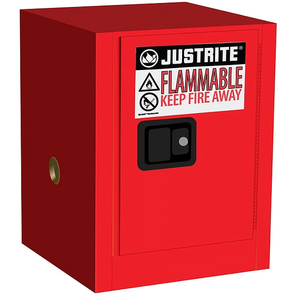 Justrite Flammables Safety Cabinet, 4 gal, 1 Shelves, Steel, 17 in W x 22 in H x 17 in D, Red - 890401