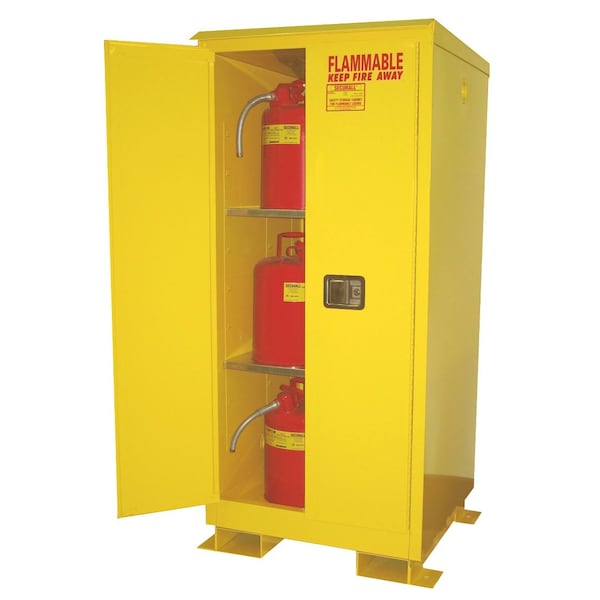 Securall Weatherproof Flammable Storage, 60 gal, 2 Shelves, Galvannealed Steel, 31 in W x 69 in H x 31 in D - A160WP1
