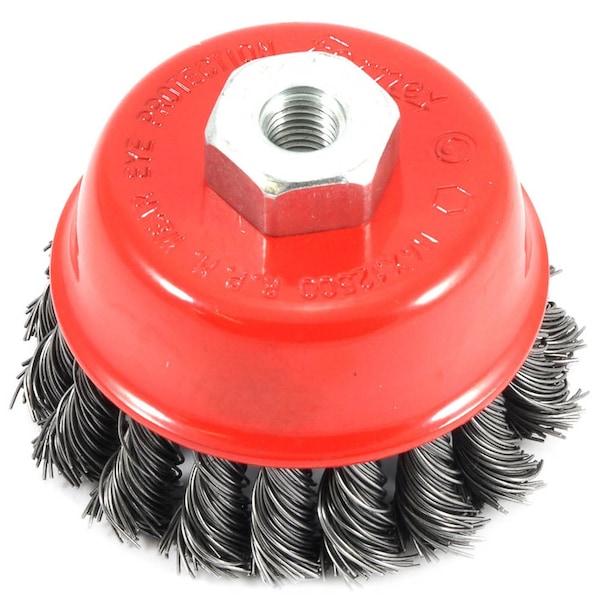Forney Cup Brush, Knotted, 2-3/4 in x .020 in x M10 x 1.25 Arbor - 72782