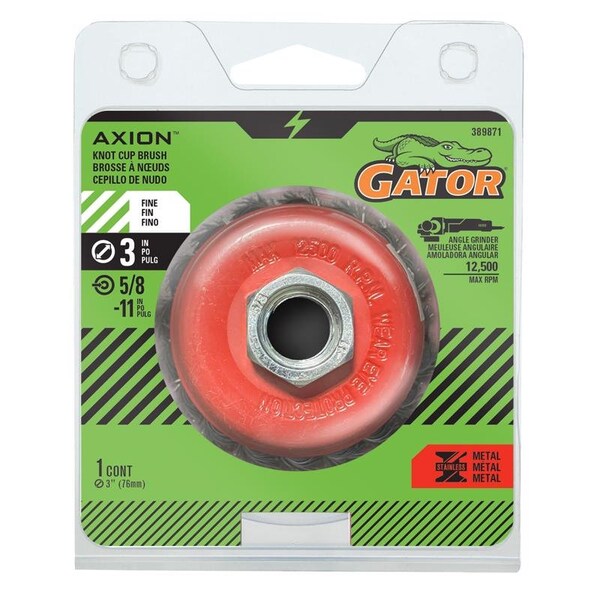 Gator Gator 3 in. Coarse Knotted Wire Cup Brush Brass Coated Steel 12500 rpm 1 pc - 389871