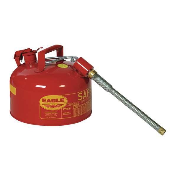 Eagle Mfg Safety Can, Galvanized steel, 2.5 gal, Red, 11 1/4 in Dia., Flammables - U226S