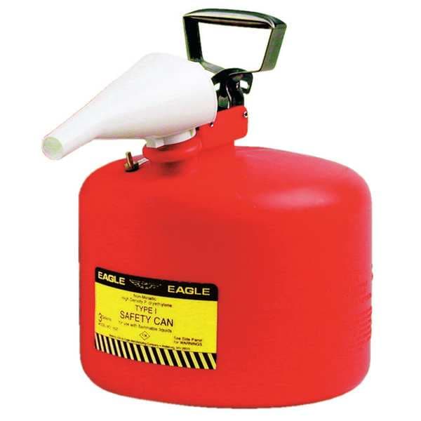 Eagle Mfg Safety Can, Galvanized steel, 2.5 gal, Red, 11 1/4 in Dia., Flammables - U226S