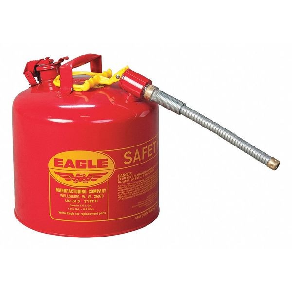 Eagle Mfg Safety Can, Steel, 5 gal, Red, 12 1/2 in Dia., Flammables - U251SX5