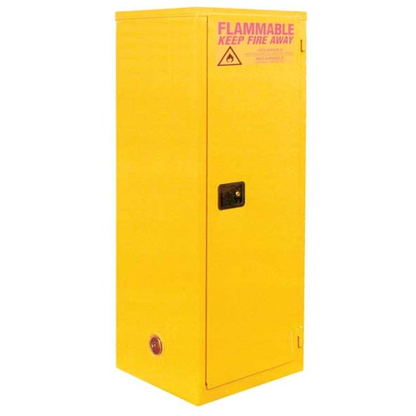 Jamco Flammables Safety Cabinet, 24 gal, 3 Shelves, Steel, 23 in W x 65 in H x 18 in D, Yellow - BA24YP