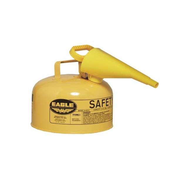 Eagle Mfg Safety Can, Galvanized steel, 2 gal, Yellow, 11 1/4 in Dia., Diesel - UI20FSY