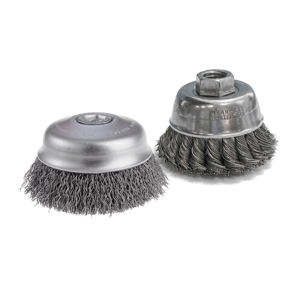 Cgw Abrasives Wire Cup, 4 Cup Brush, .014 Crmp, SS, 5/8-11 - 60563