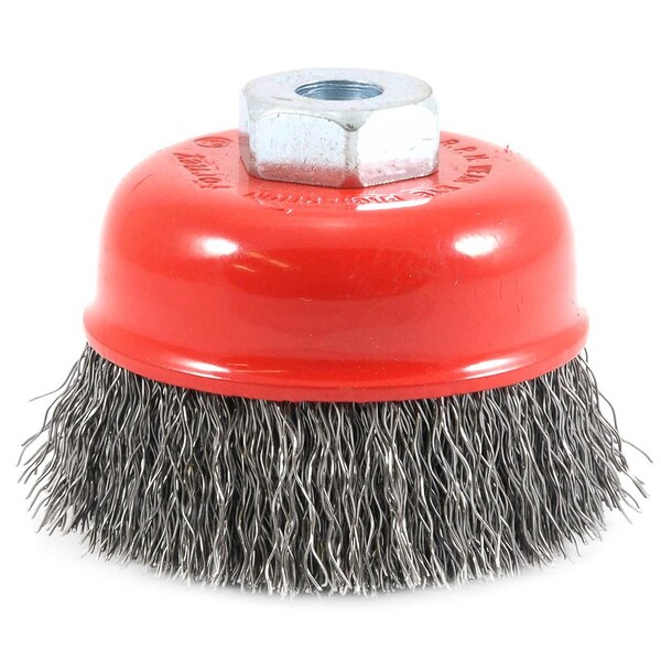 Forney Cup Brush, Crimped, 2-3/4 in x .014 x M10 x 1.25 Arbor - 72780