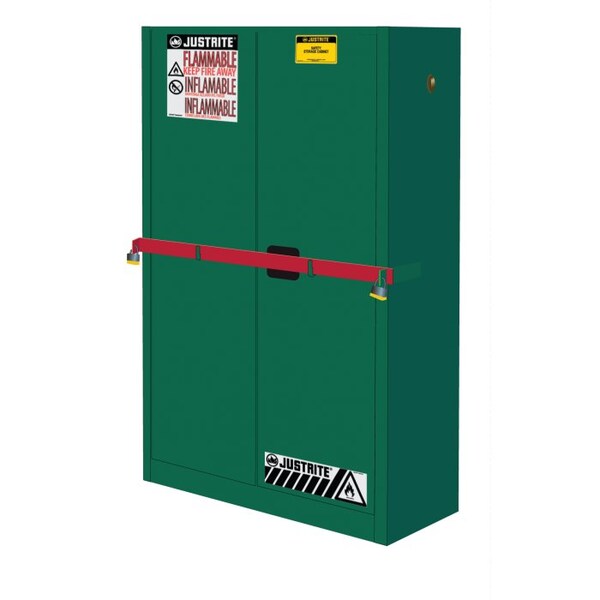 Justrite 45 gal, 2 Shelves, 18-Gauge Steel, 43 in W x 65 in H x 18 in D, Green - SC29884P
