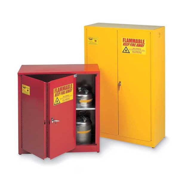 Eagle Mfg Flammables Safety Cabinet, 60 gal, 2 Shelves, Steel, 34 in W x 65 in H x 34 in D, Yellow - 6110X