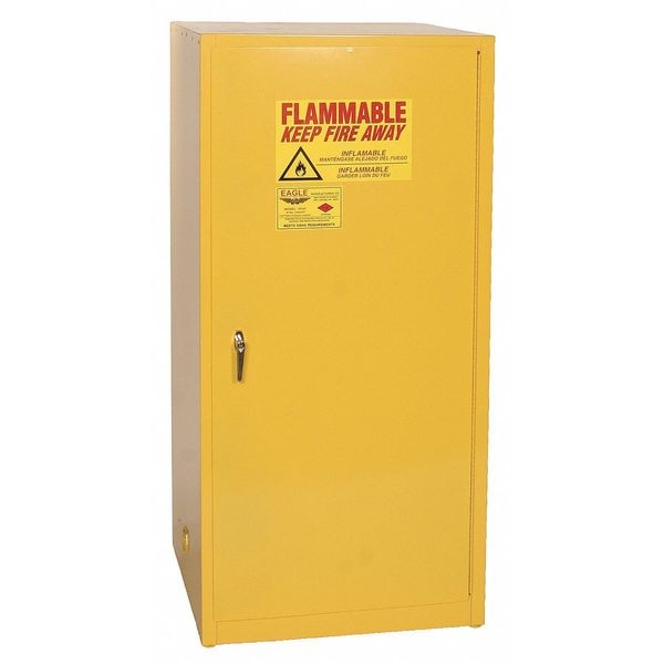 Eagle Mfg Flammables Safety Cabinet, 60 gal, 2 Shelves, Steel, 34 in W x 65 in H x 34 in D, Yellow - 6110X