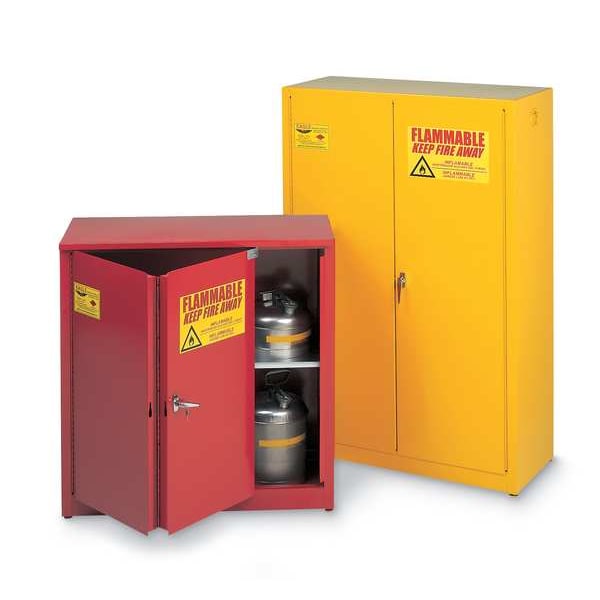 Eagle Mfg Flammables Safety Cabinet, 60 gal, 2 Shelves, Steel, 34 in W x 65 in H x 34 in D, Yellow - 6110X