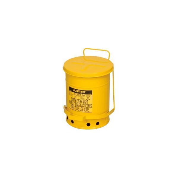 Justrite Justrite 6 Gallon Oily Waste Can, Yellow - 09101 - 9101