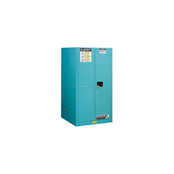 Justrite Justrite 60 Gallon 1 Sliding Door, Self-Close, Acid Cabinet, 34"W x 34"D x 65"H, Blue - 8960822