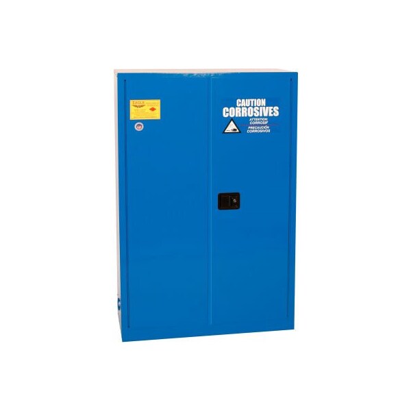 Justrite 45 gal, 2 Shelves, 18-Gauge Steel, 43 in W x 65 in H x Blue - CRA4510X