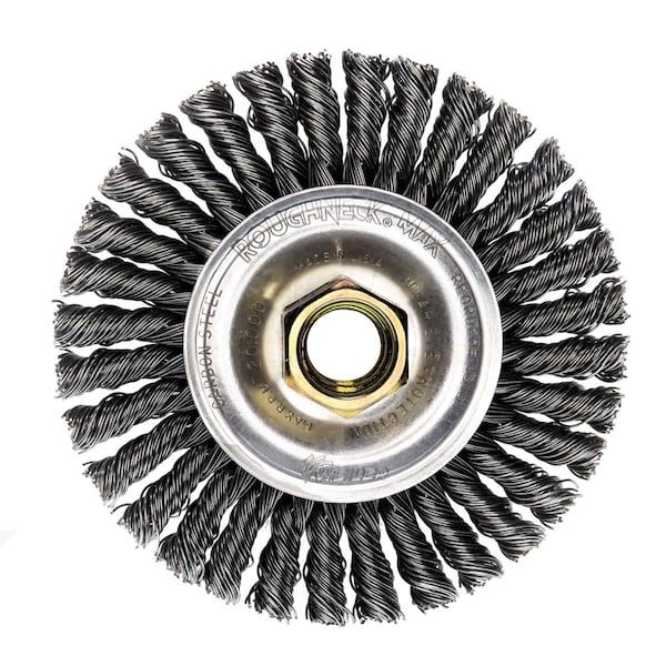 Weiler ROUGHNECK MAX 4" Wire Wheel, .020" Steel Fill, 5/8"-11 UNC Nut - 13131