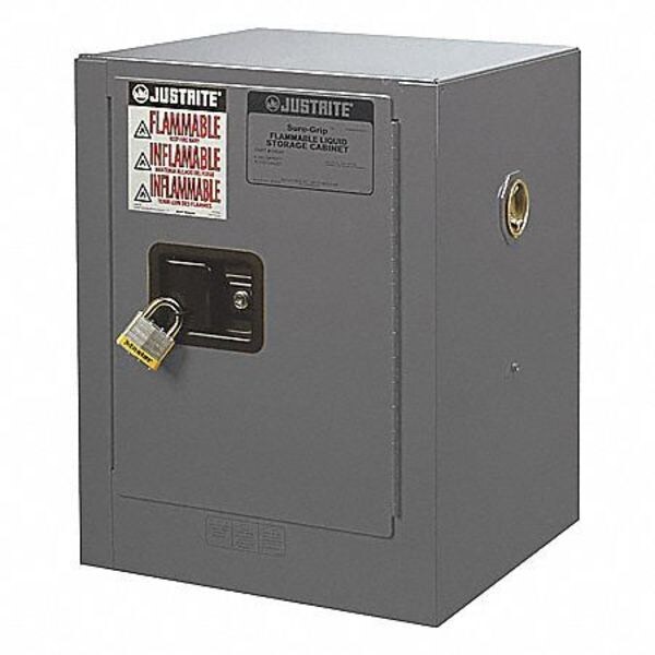 Justrite Flammable Liquid Safety Cabinet, 4 gal, 1 Shelves, Galvanized Steel, 17 in W x 22 in H x 17 in D - 890403