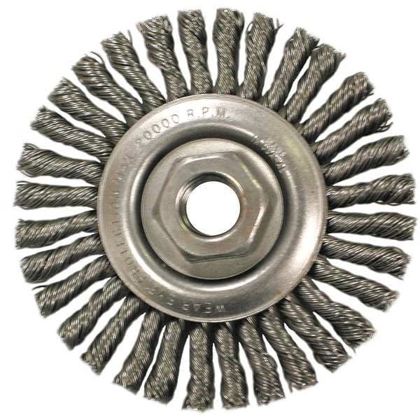 Weiler 4" Knot Wire Wheel Stringer Bead Twist .020" Steel 5/8"-11 UNC Nut - 36218