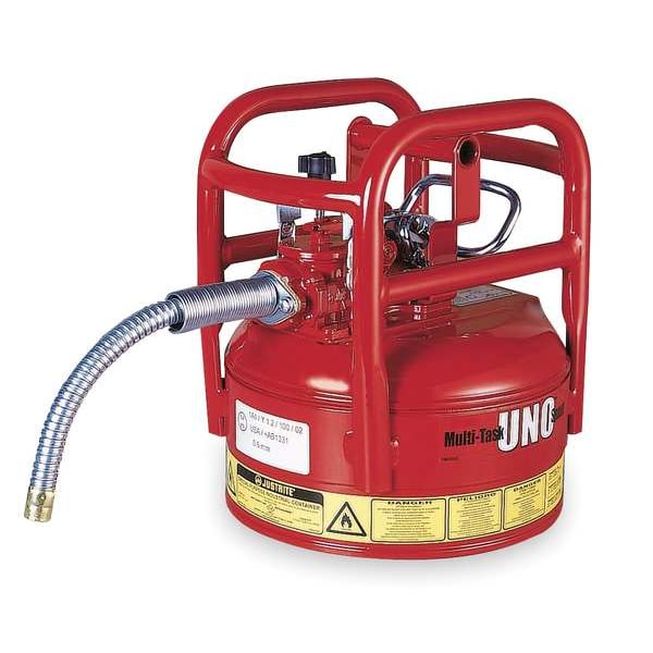 Justrite Safety Can, Steel, 5 gal, Red, 11 3/4 in Dia., Flammables - 7350130
