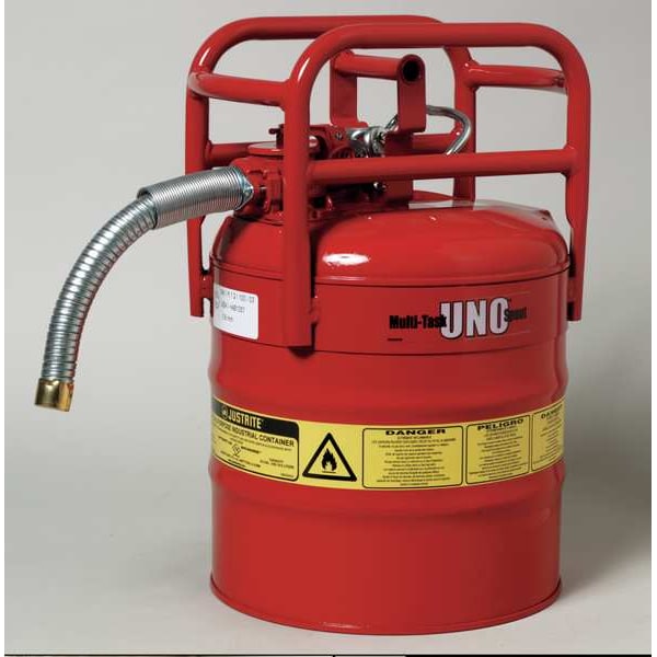 Justrite Safety Can, Steel, 5 gal, Red, 11 3/4 in Dia., Flammables - 7350130