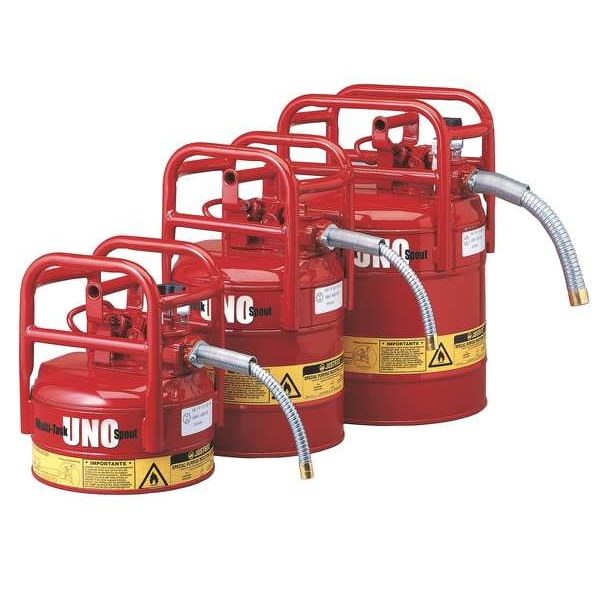Justrite Safety Can, Steel, 5 gal, Red, 11 3/4 in Dia., Flammables - 7350130