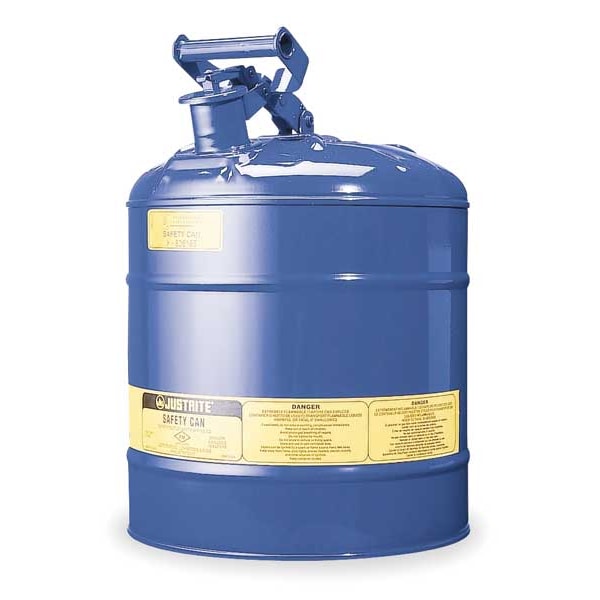 Justrite Safety Can, Steel, 5 gal, Blue, 11 3/4 in Dia., Kerosene - 7150300