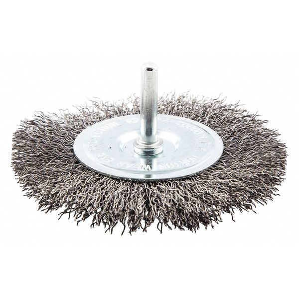 Zoro Select Wire Wheel Brush, Shank Mount, 1" L Trim - 66252838974