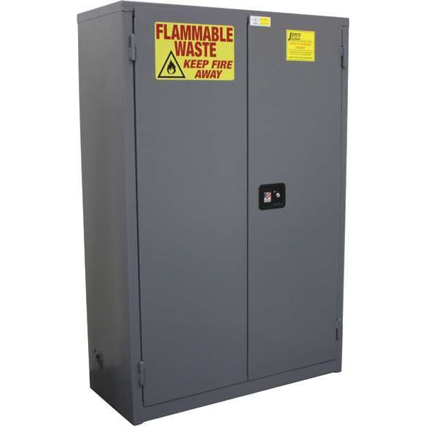 Jamco Hazmat Safety Cabinet, 45 gal, 2 Shelves, Steel, 43 in W x 65 in H x 18 in D, Gray - RC45