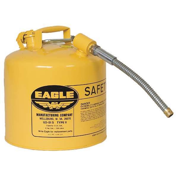 Eagle Mfg Safety Can, Galvanized steel, 5 gal, Yellow, 12 1/2 in Dia., Diesel - U251SY