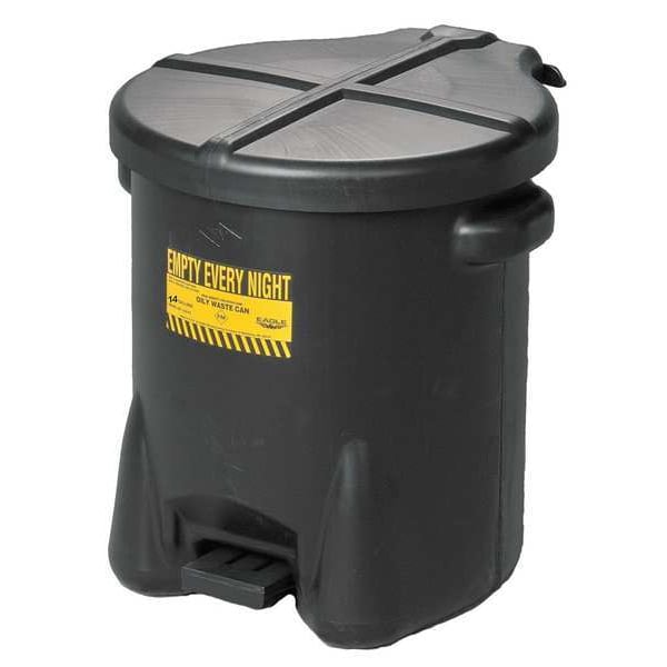 Eagle Mfg Oily Waste Can, 14 gal, Polyethylene, Black - 937FLBLK