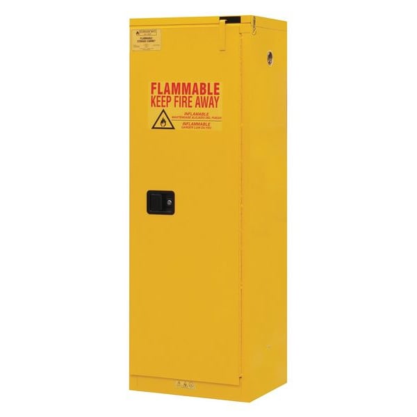Condor Flammables Safety Cabinet, 22 gal, 2 Shelves, Steel, 23 1/2 in W x 66 1/2 in H x 18 1/4 in D - 45AE81