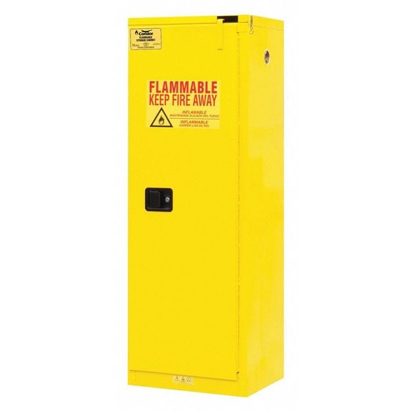 Condor Flammables Safety Cabinet, 22 gal, 2 Shelves, Steel, 23 1/2 in W x 66 1/2 in H x 18 1/4 in D - 45AE81