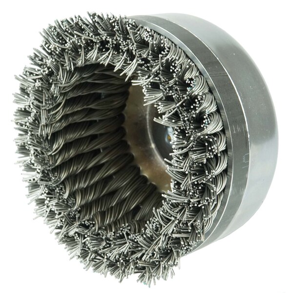 Weiler 6" Double Row Knot Wire Cup Banded .023" Steel Fill 5/8"-11 UNC Nut - 12676