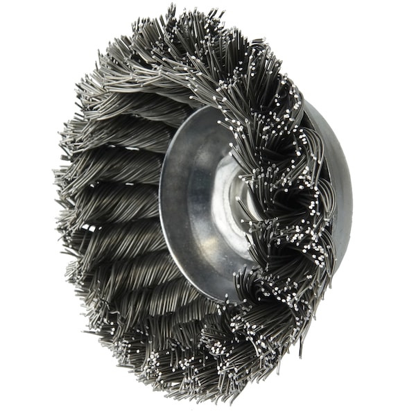 Weiler 3-1/2" Single Row Knot Wire Cup Brush .023" Steel Fill 1/2"-13 UNC Nut - 13155
