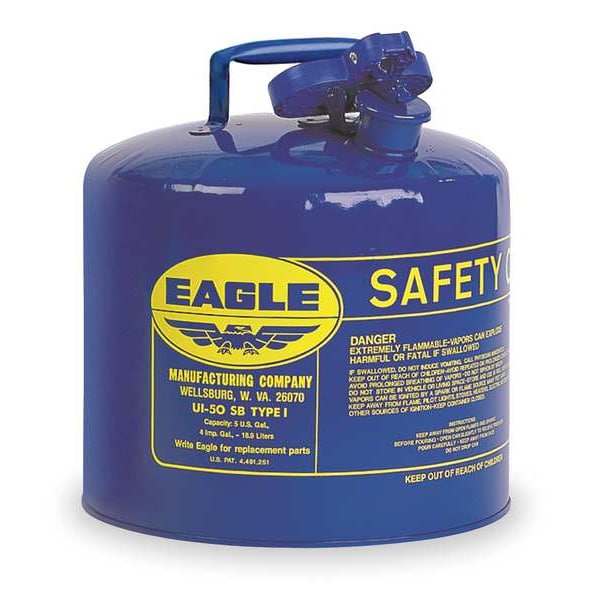 Eagle Mfg Safety Can, Galvanized steel, 5 gal, Blue, 12 1/2 in Dia., Kerosene - UI50SB