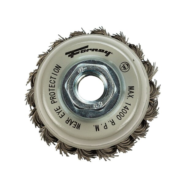 Forney Command PRO Cup Brush, Knotted, 2-3/4 in x .020 in x 5/8 in-11 - 72830