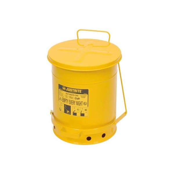 Justrite Justrite 10 Gallon Oily Waste Can, Yellow - 0 - 9301